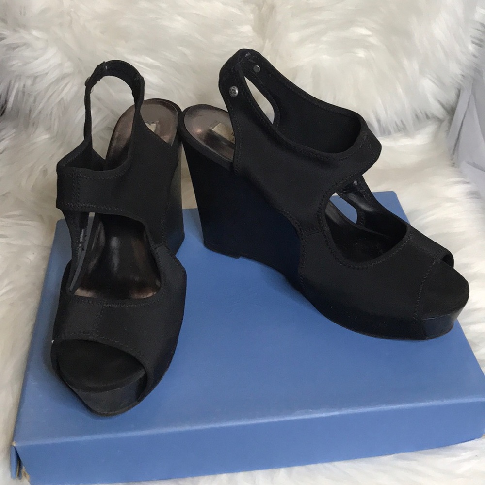 Black wedge heels, 5inches, size 9 (I’m 8 1/2)